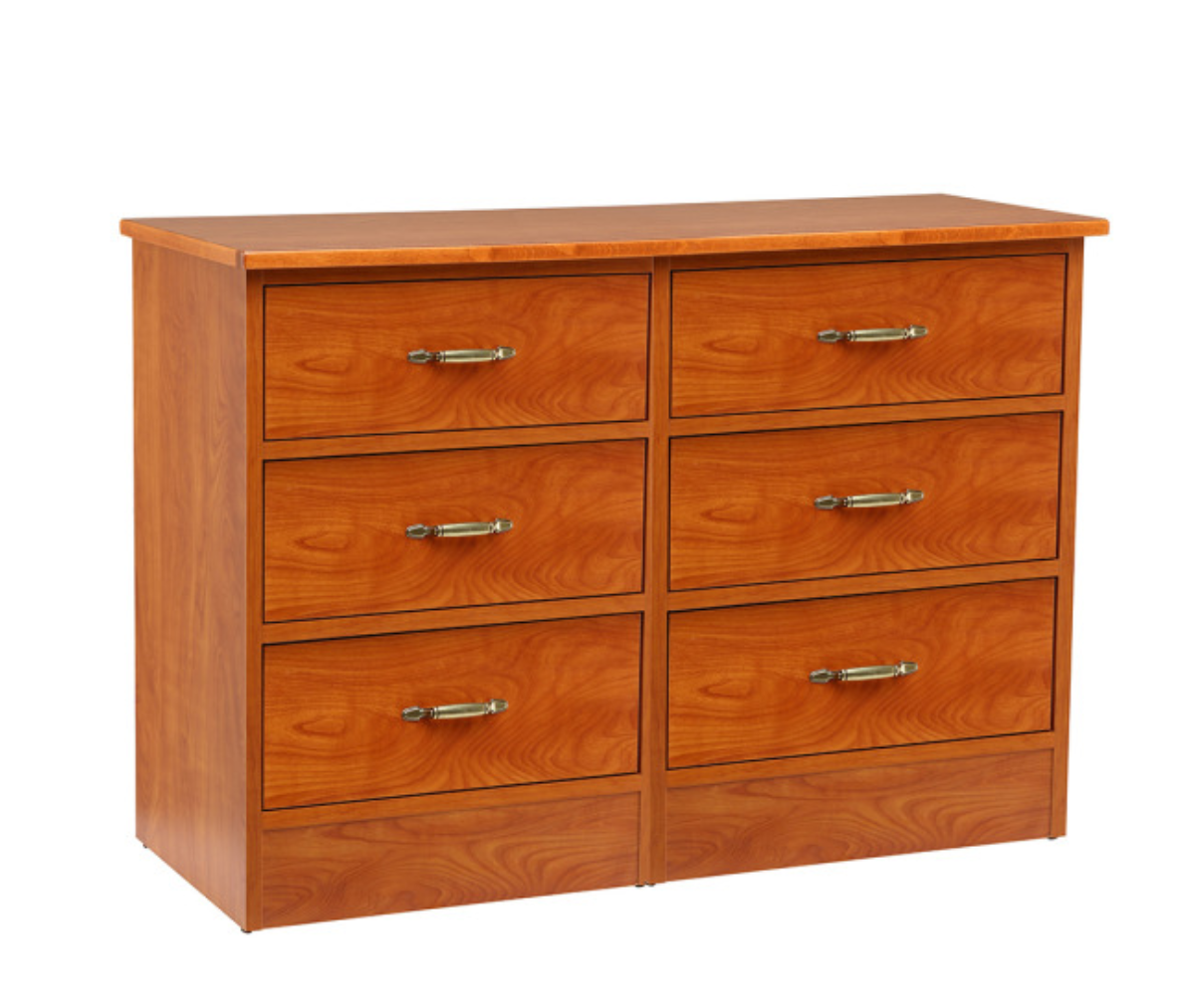 Drive Medical 6-drawer hospital bed bedside dresser with a sleek finish, featuring multiple storage drawers for medical and personal items.