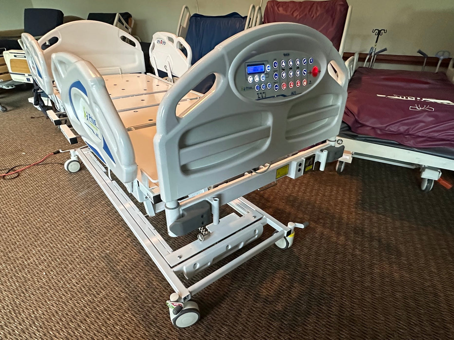 Prius Ai1 bariatric hospital bed with extra wide, high low adjustable features for patient comfort and care.