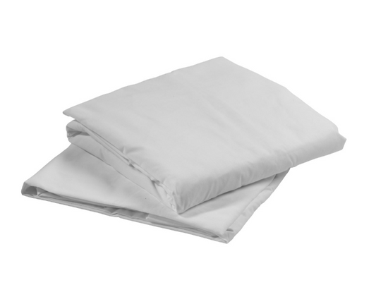 Drive fitted bed sheet in soft, smooth fabric shown on a neatly made bed with a close-up of the fitted corner.